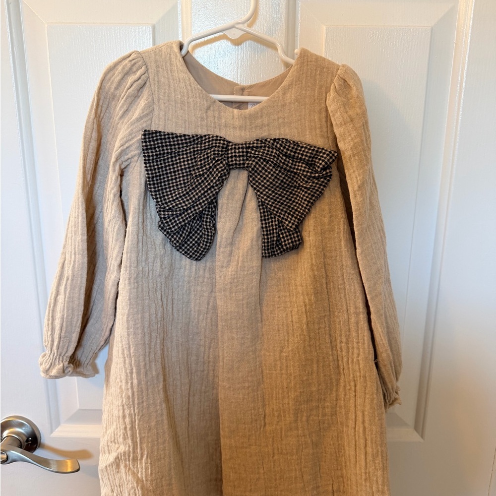 Zara Beige Long Sleeve Dress
